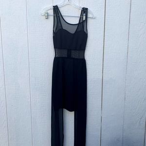 charlotte russe black dress with mesh cut outs and strips down the side size s